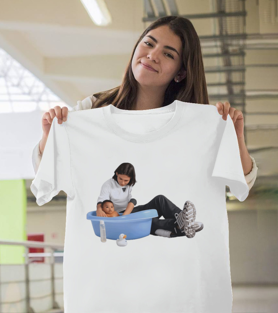 Parent Bathing Baby Blue Tub Care Essentials T-Shirt