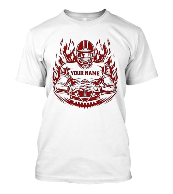Personalized Your Name Football Player Flames Jersey T-Shirt