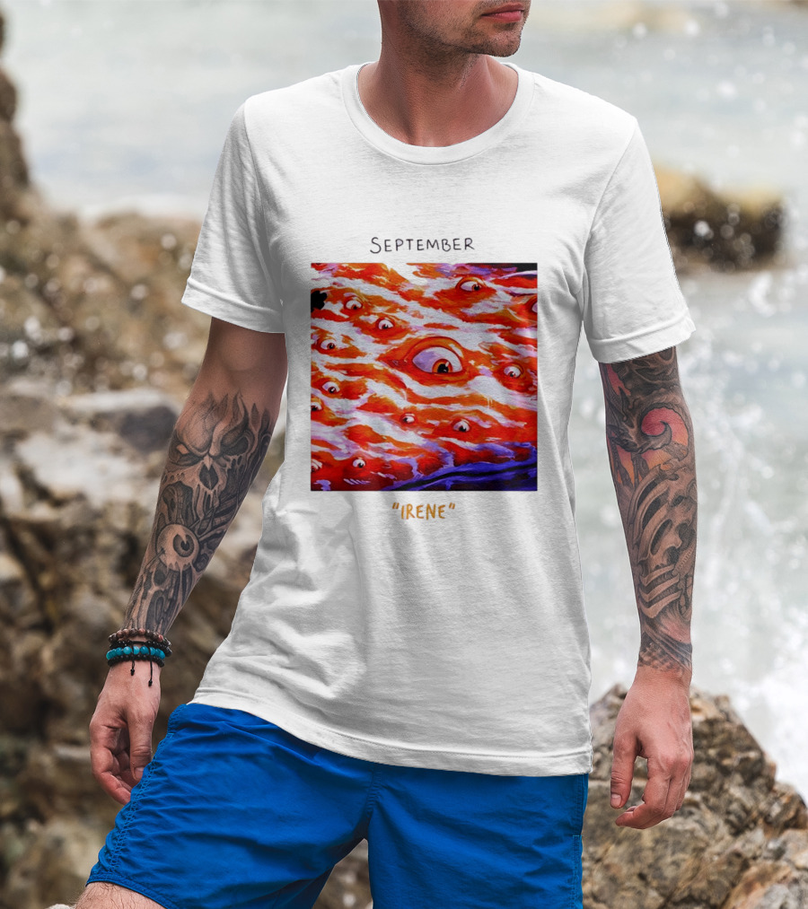 September Irene Surreal Eye Red Waves With Multiple Eyes T-Shirt