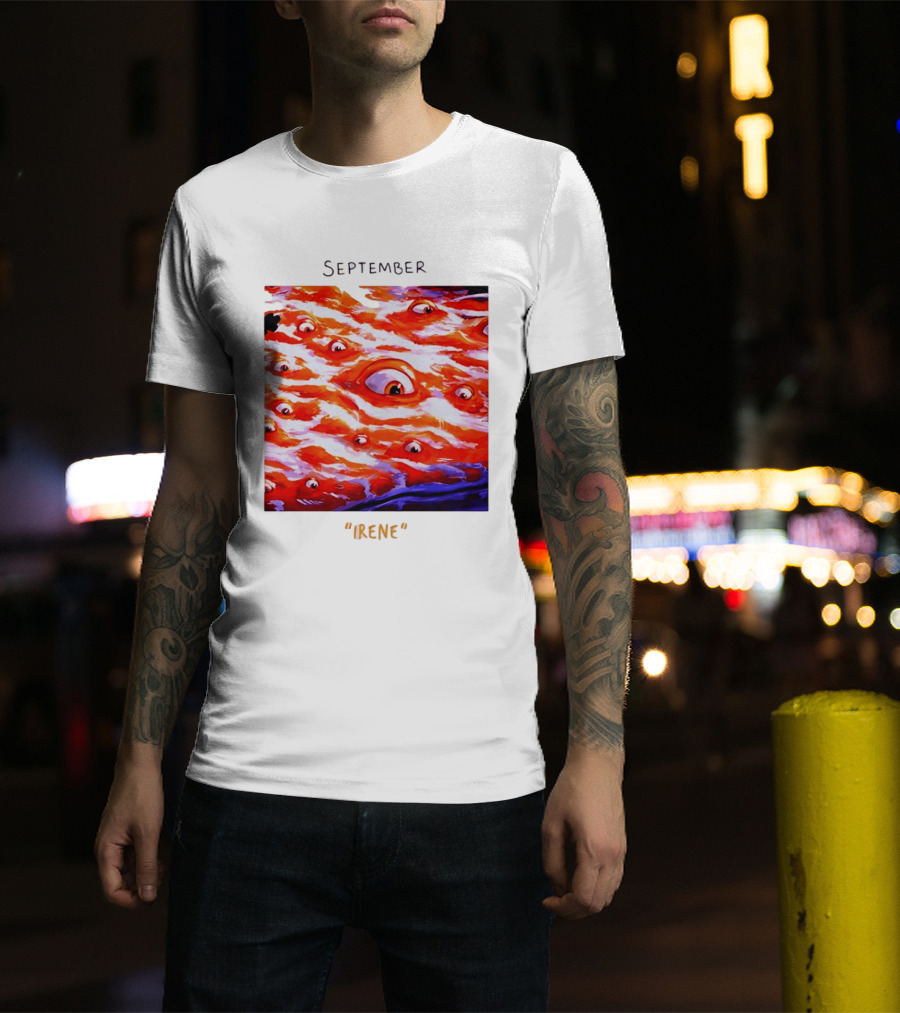 September Irene Surreal Eye Red Waves With Multiple Eyes T-Shirt