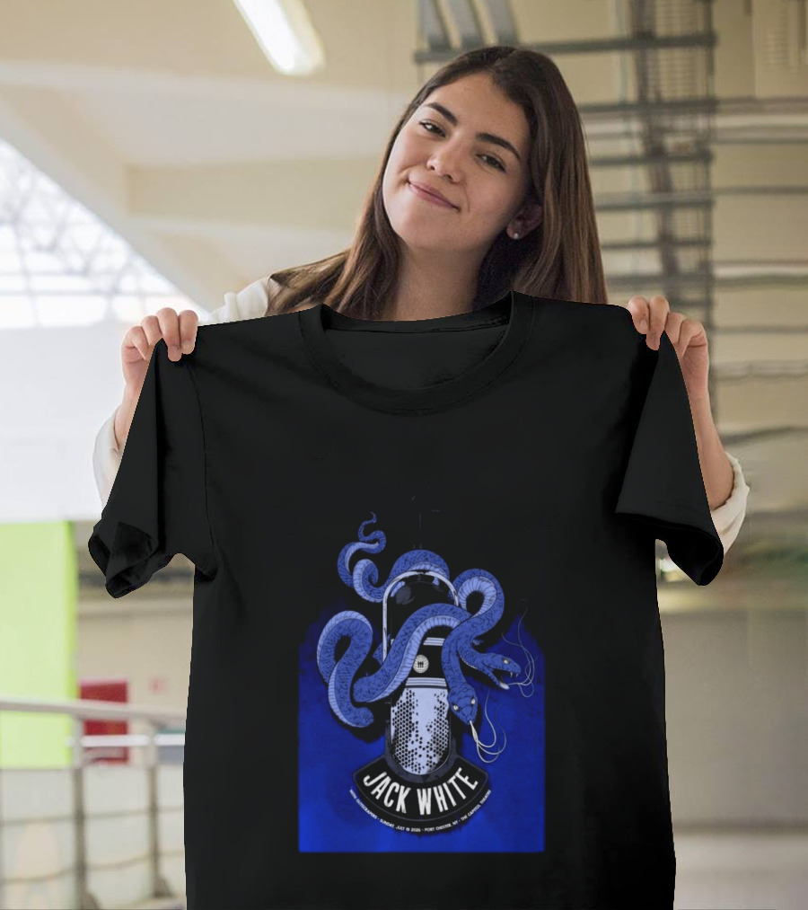 Jack White Tour Port Chester NY Jul 19 2026 Blue Snake Microphone T-Shirt