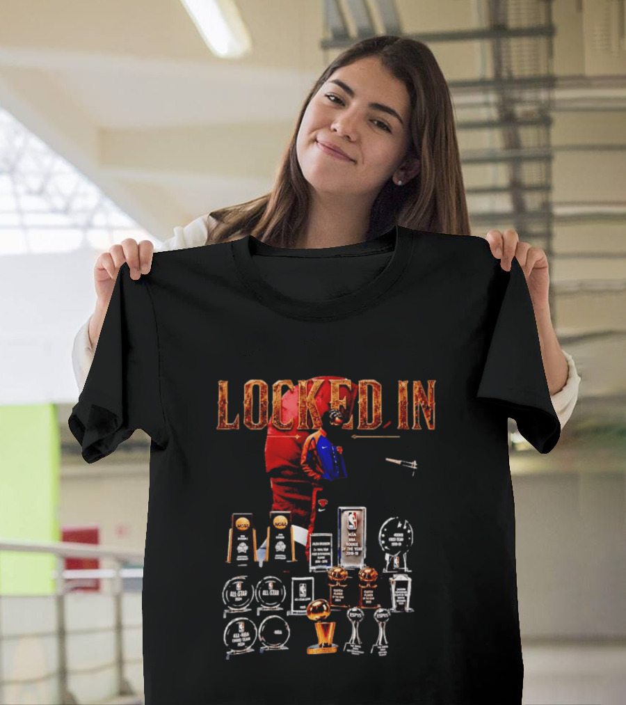 LOCKED IN Jalen Brunson NBA Rookie Of The Year Trophies Awards T-Shirt