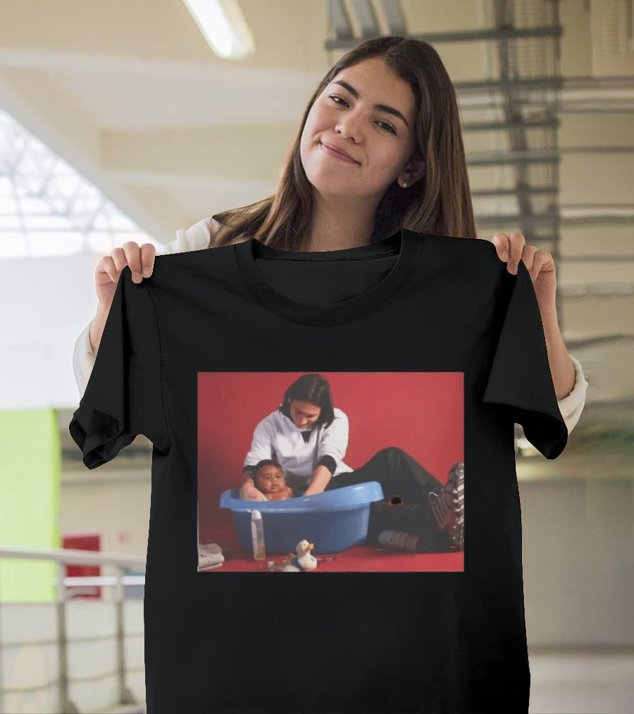 Messi Bathing Baby Lamine Yamal In Blue Tub T-Shirt