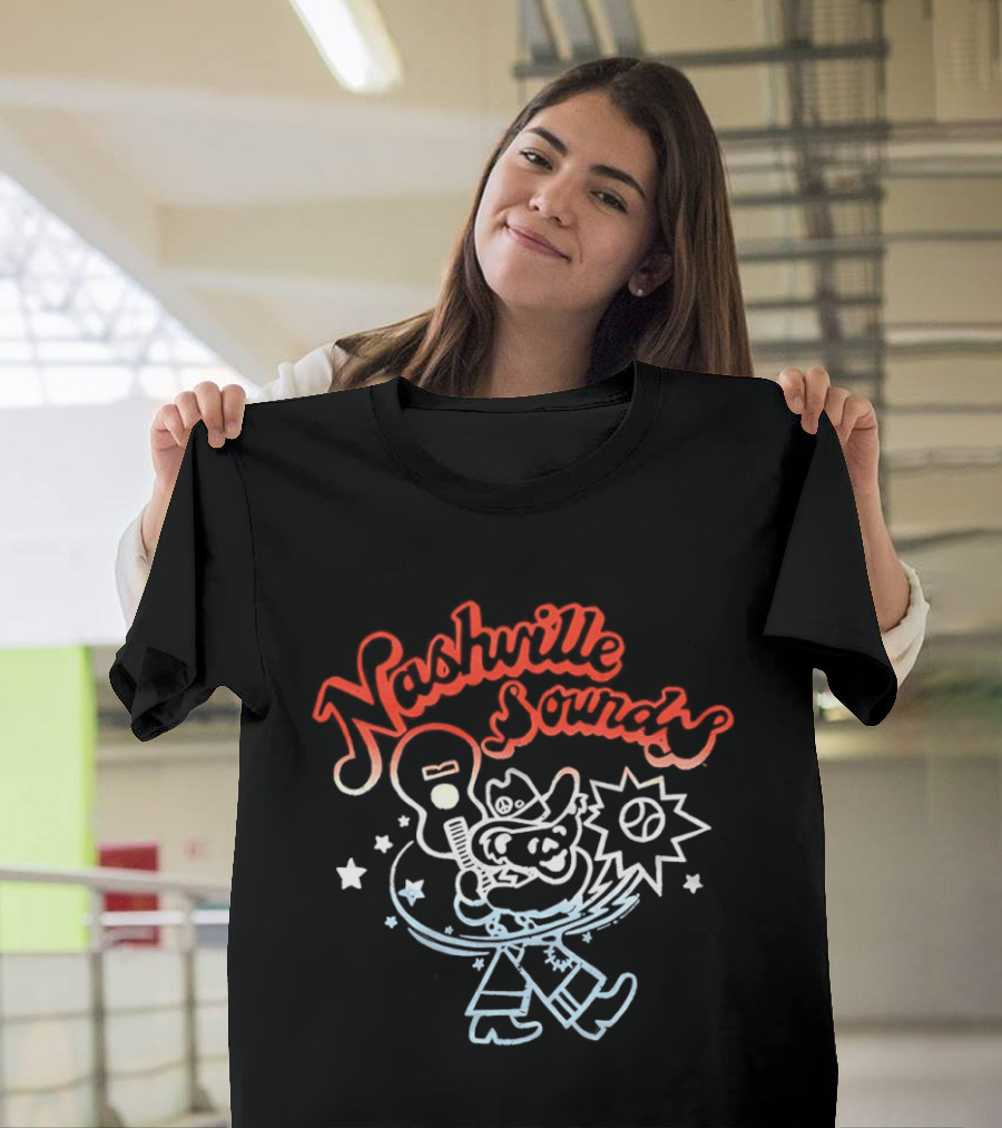 Nashville Sounds Dancing Bear Baseball Bat And Starry Night T-Shirt