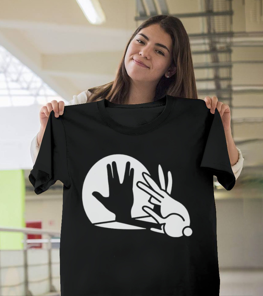 Hand Shadow Bunny Puppet Shadows Playful Gesture T-Shirt