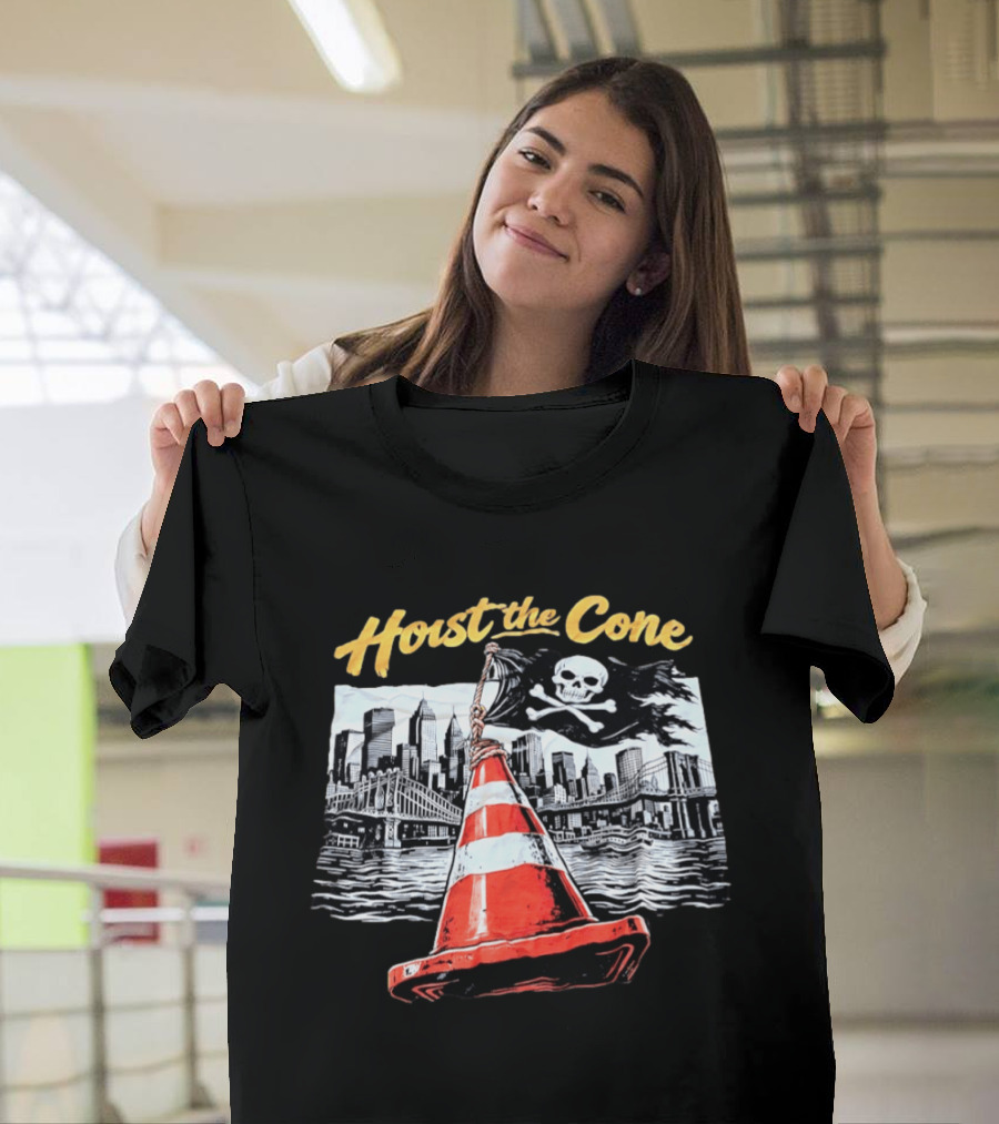 Hoist The Cone New York City Skyline Pirate Flag Skull Crossbones T-Shirt