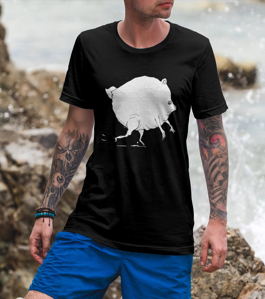 Running Round Hamster Creature Absurd White Quadruped Honesty T-Shirt
