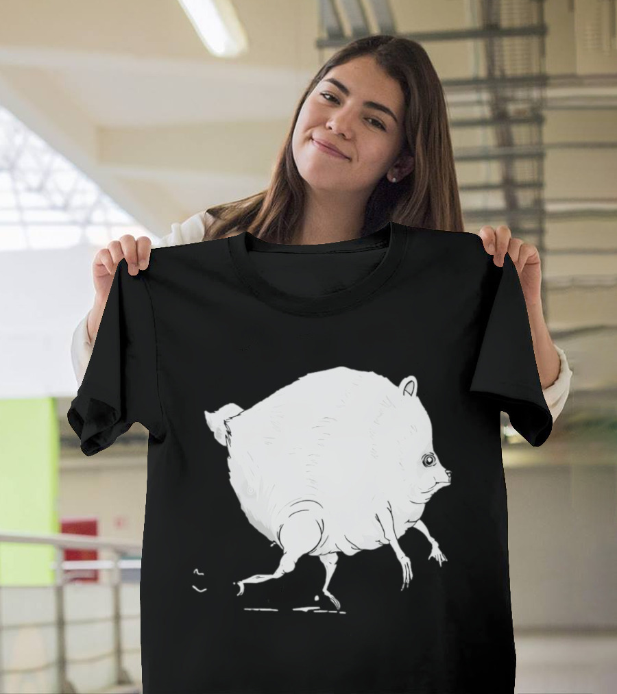 Running Round Hamster Creature Absurd White Quadruped Honesty T-Shirt