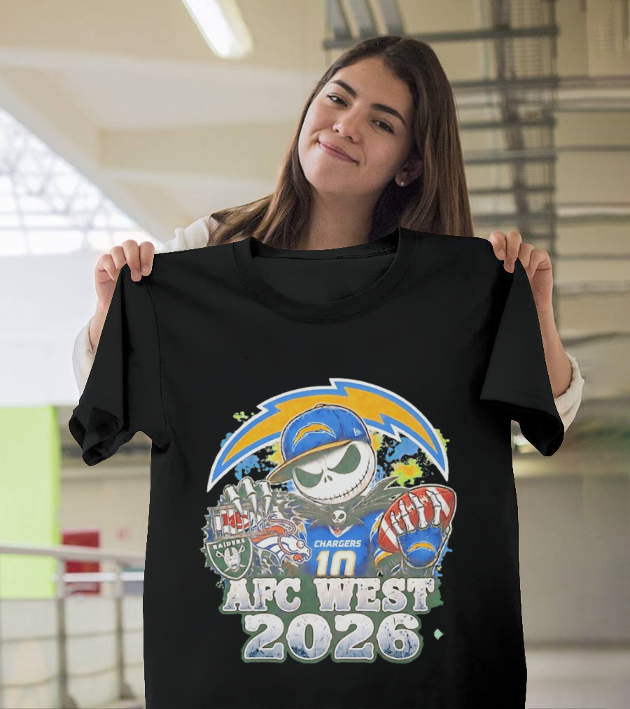 Los Angeles Chargers Jack Skellington Raiders Broncos AFC West 2026 T-Shirt