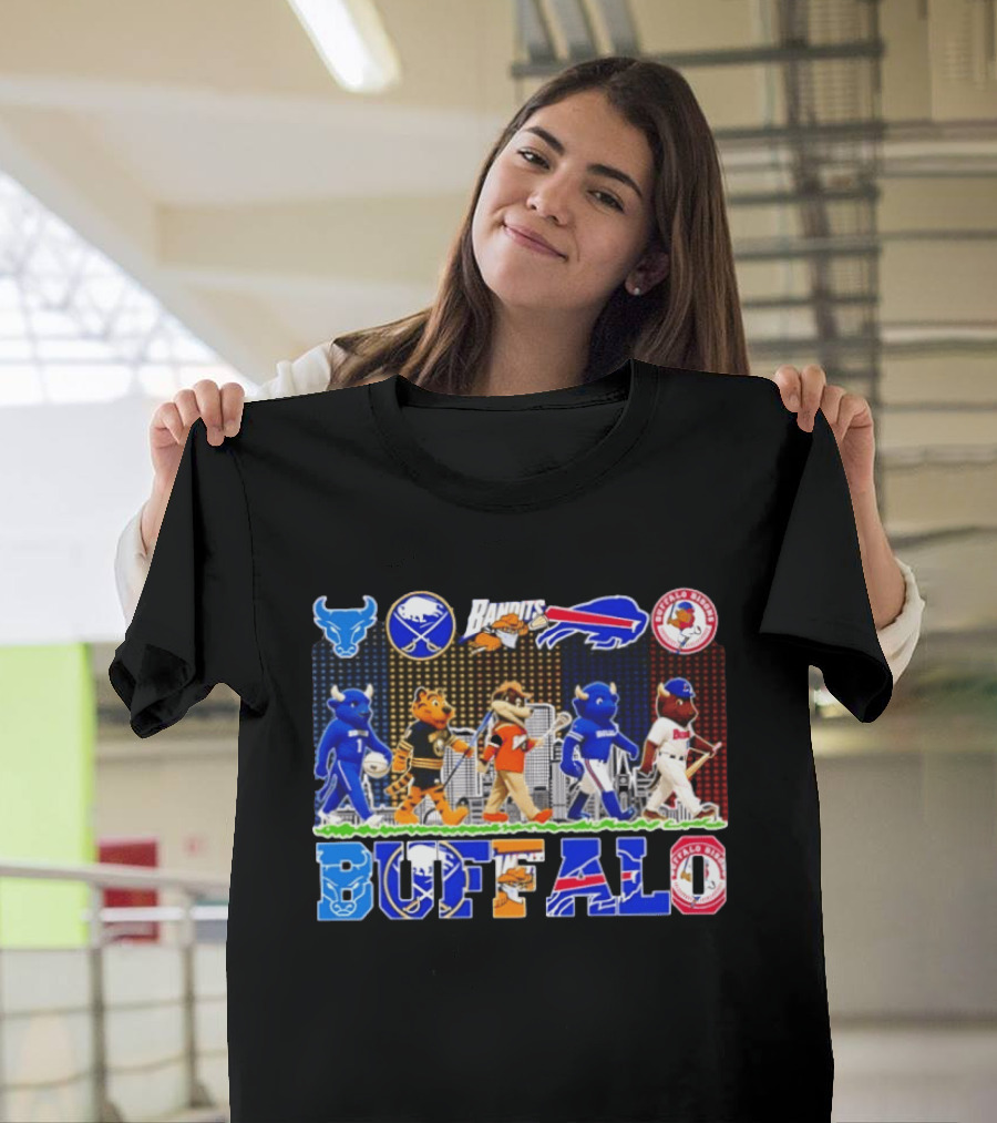 Buffalo Sports Mascots Abbey Road Skyline 2026 T-Shirt