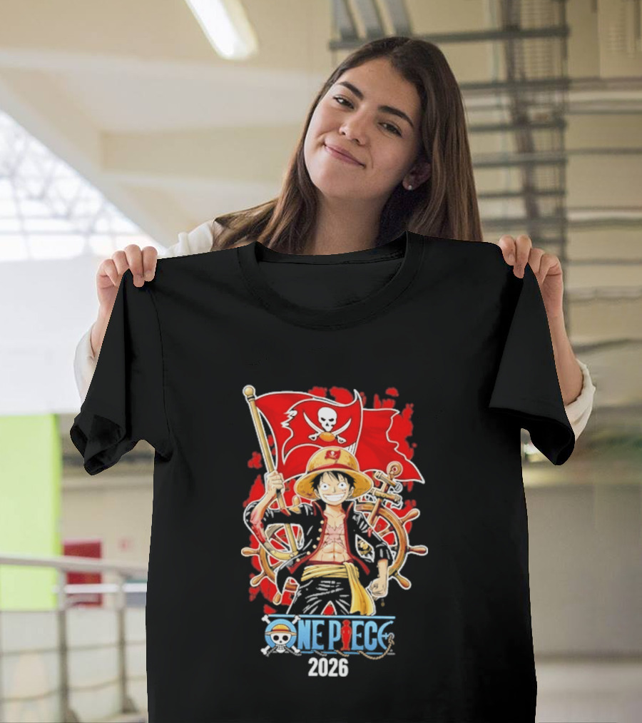 Tampa Bay Buccaneers One Piece Luffy 2026 Pirate Flag Adventure T-Shirt