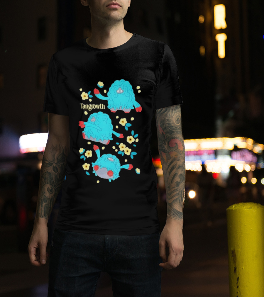 Tangrowth Pokémon Floral Grass Type Yellow Flowers And Blue Vines T-Shirt