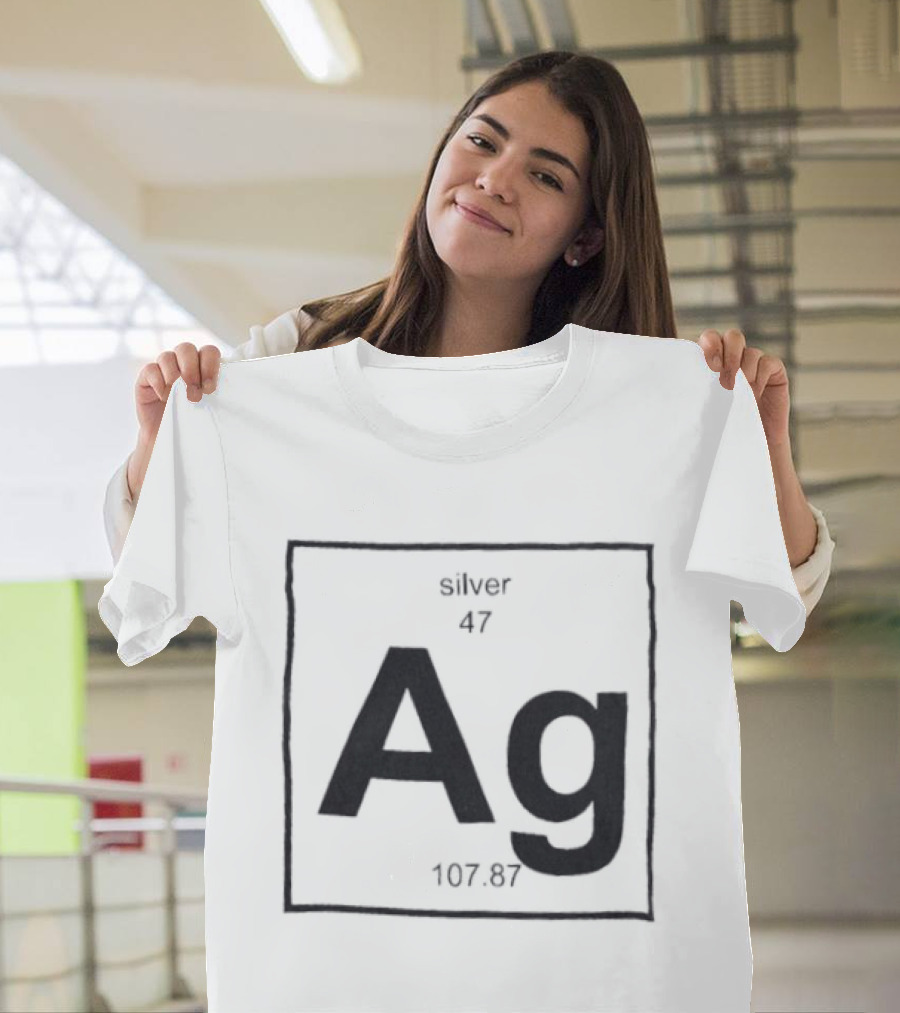 Silver Periodic Table Element Ag 47 Atomic Number 107.87 Chemistry T-Shirt