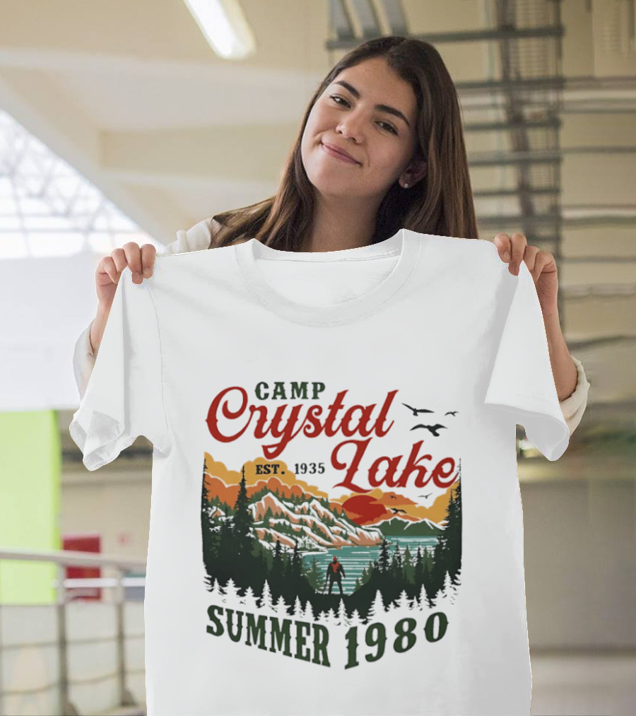 Camp Crystal Lake EST 1935 Summer 1980 Scenic Reflection T-Shirt
