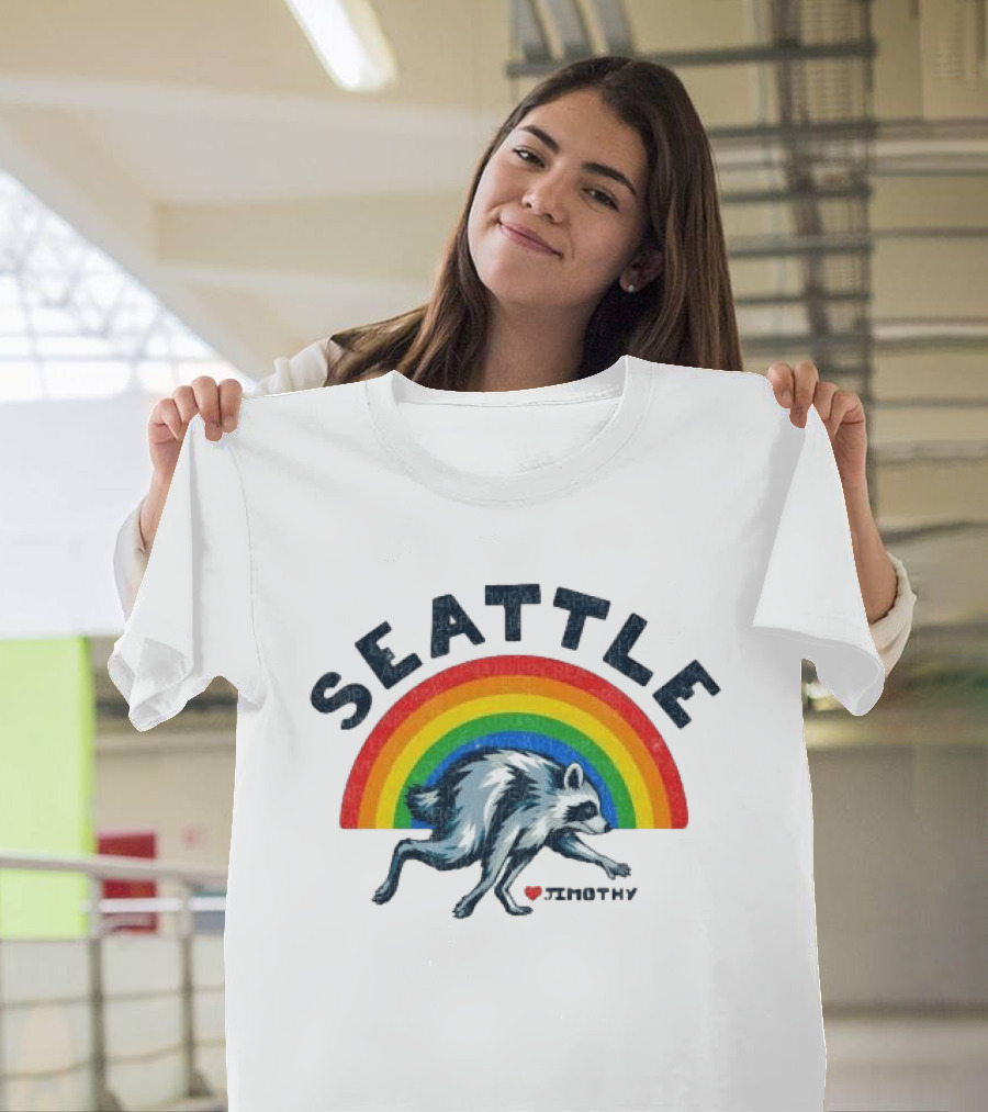 Seattle Jimothy Rainbow Pride 2026 Raccoon Heart T-Shirt