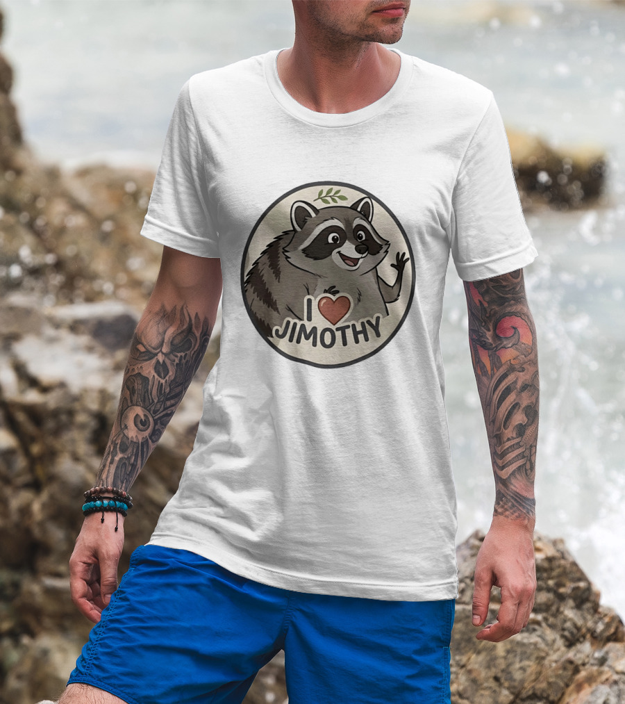 I Love Jimothy Adorable Cartoon Raccoon Enthusiast Favorite T-Shirt