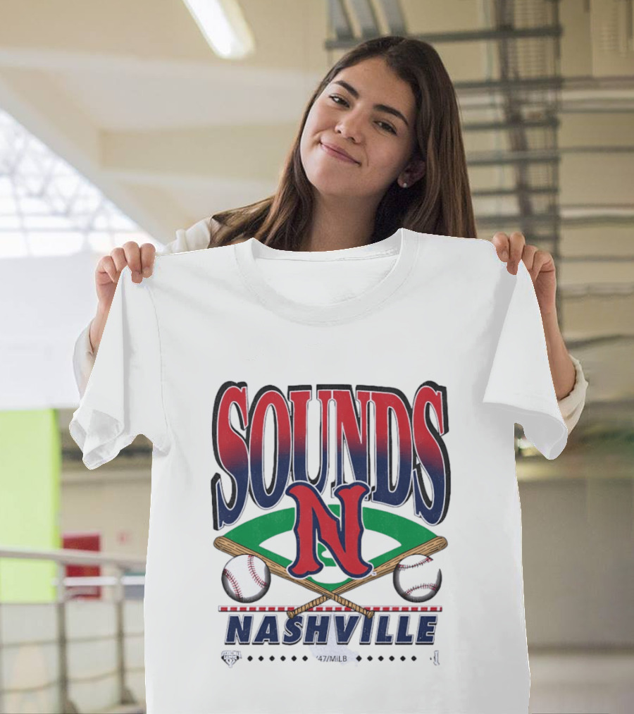 Nashville Sounds MiLB Baseball Team Logo With Bat And Ball T-Shirt
