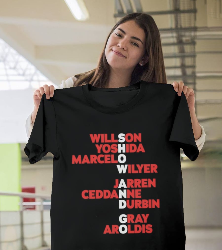 Boston Baseball Show And Go Willson Yoshida Marcel Wilyer Jarren Ceddanne Durgin Gray Aroldis 2026 Names Word Game T-Shirt