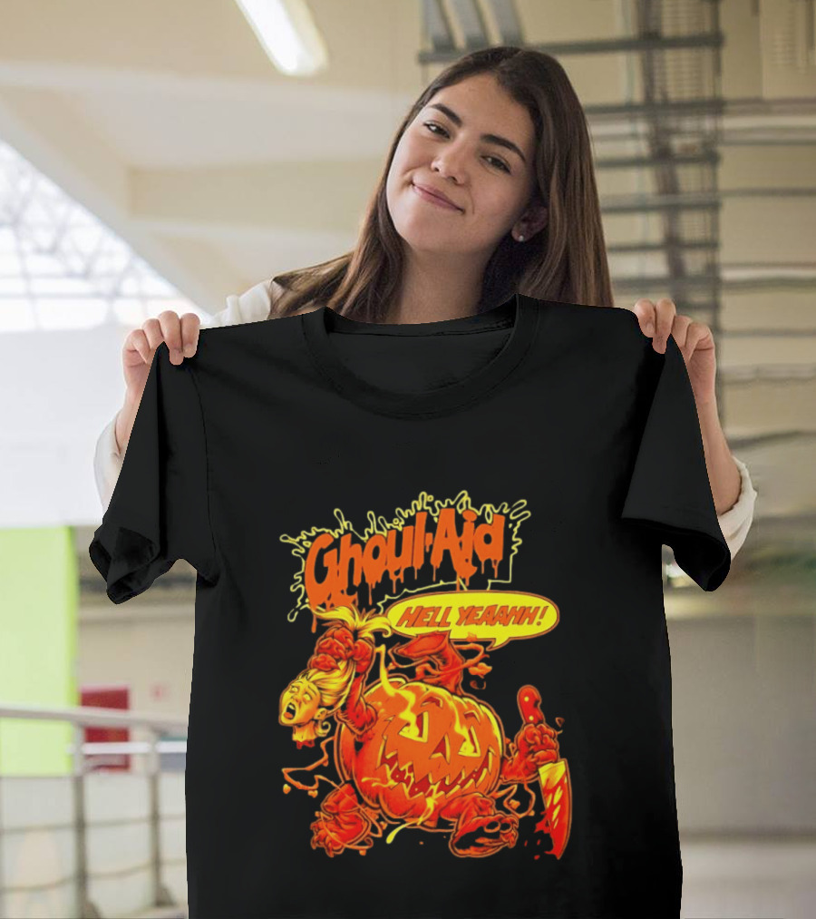 Ghoul Aid Hell Yeaahh Pumpkin Halloween Knife Monster T-Shirt