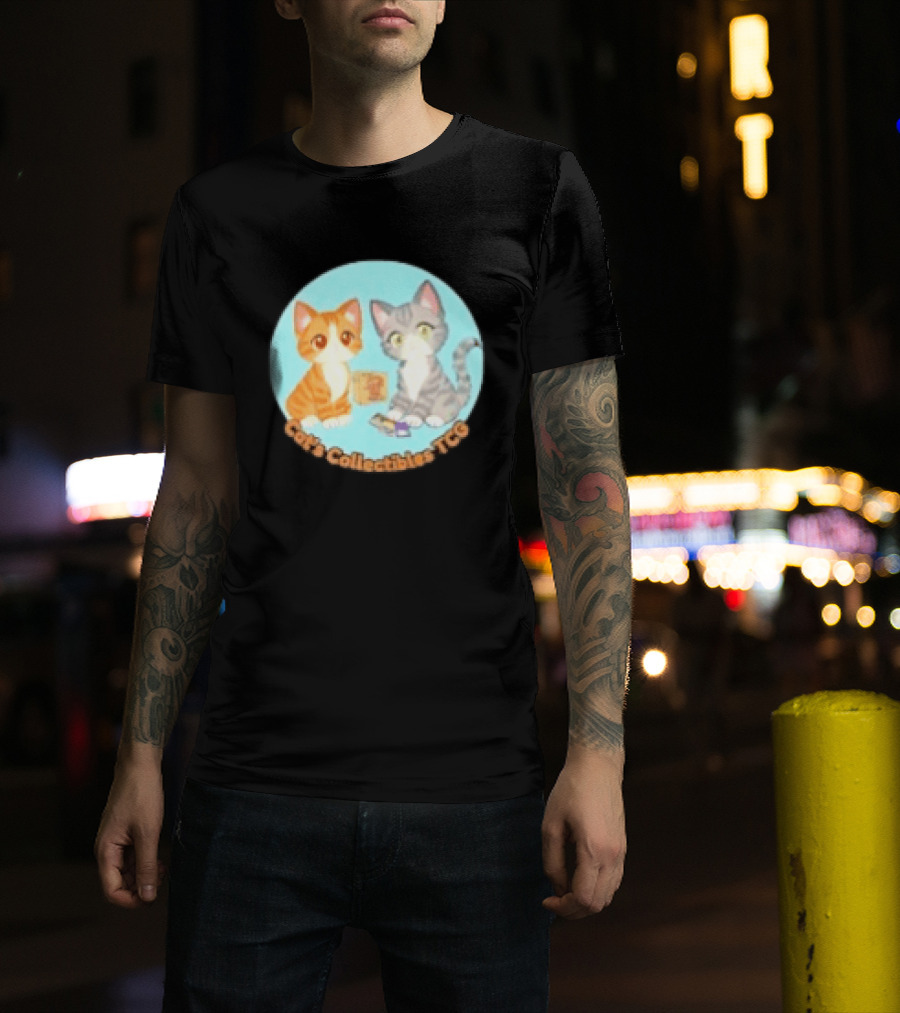 Cat's Collectibles TCG Cute Cartoon Cats Holding Trading Cards T-Shirt
