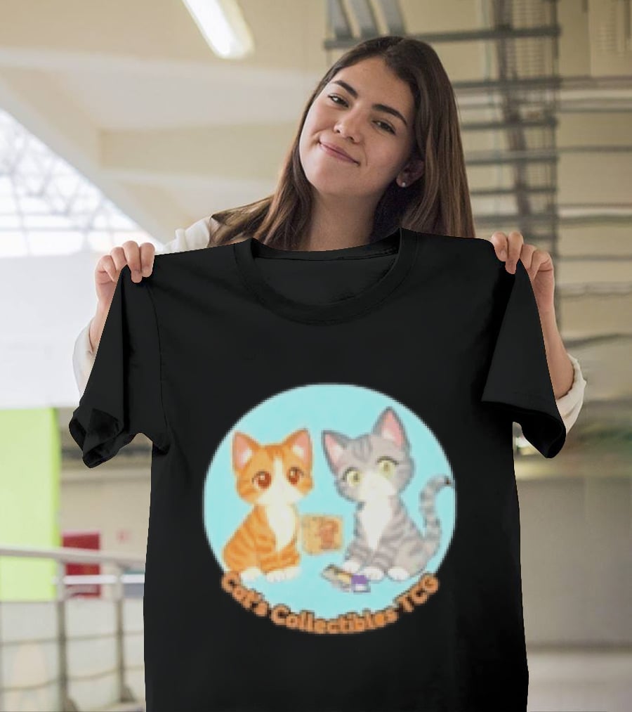 Cat's Collectibles TCG Cute Cartoon Cats Holding Trading Cards T-Shirt