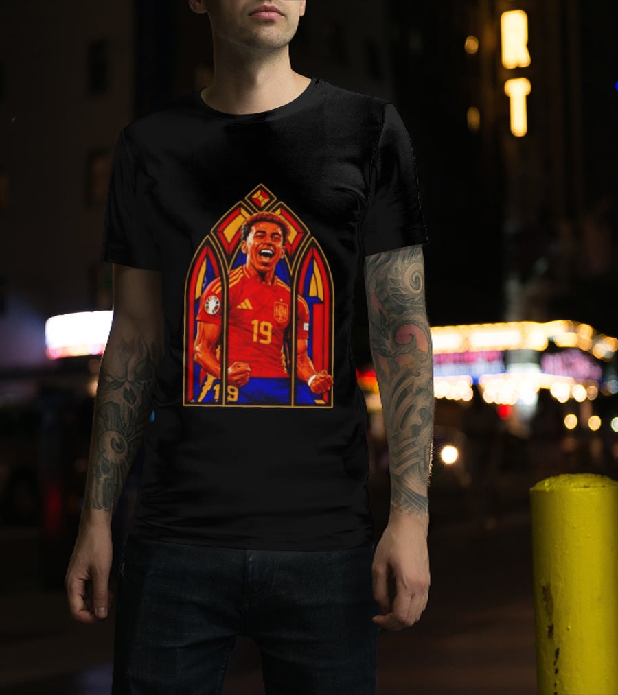 Lamine Yamal Spain National Team Number 19 Stained Glass Artistry T-Shirt