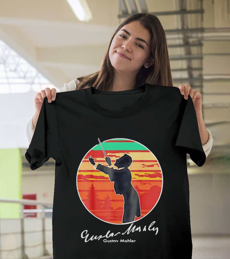 Gustav Mahler Conducting Silhouette With Vibrant Sunset T-Shirt