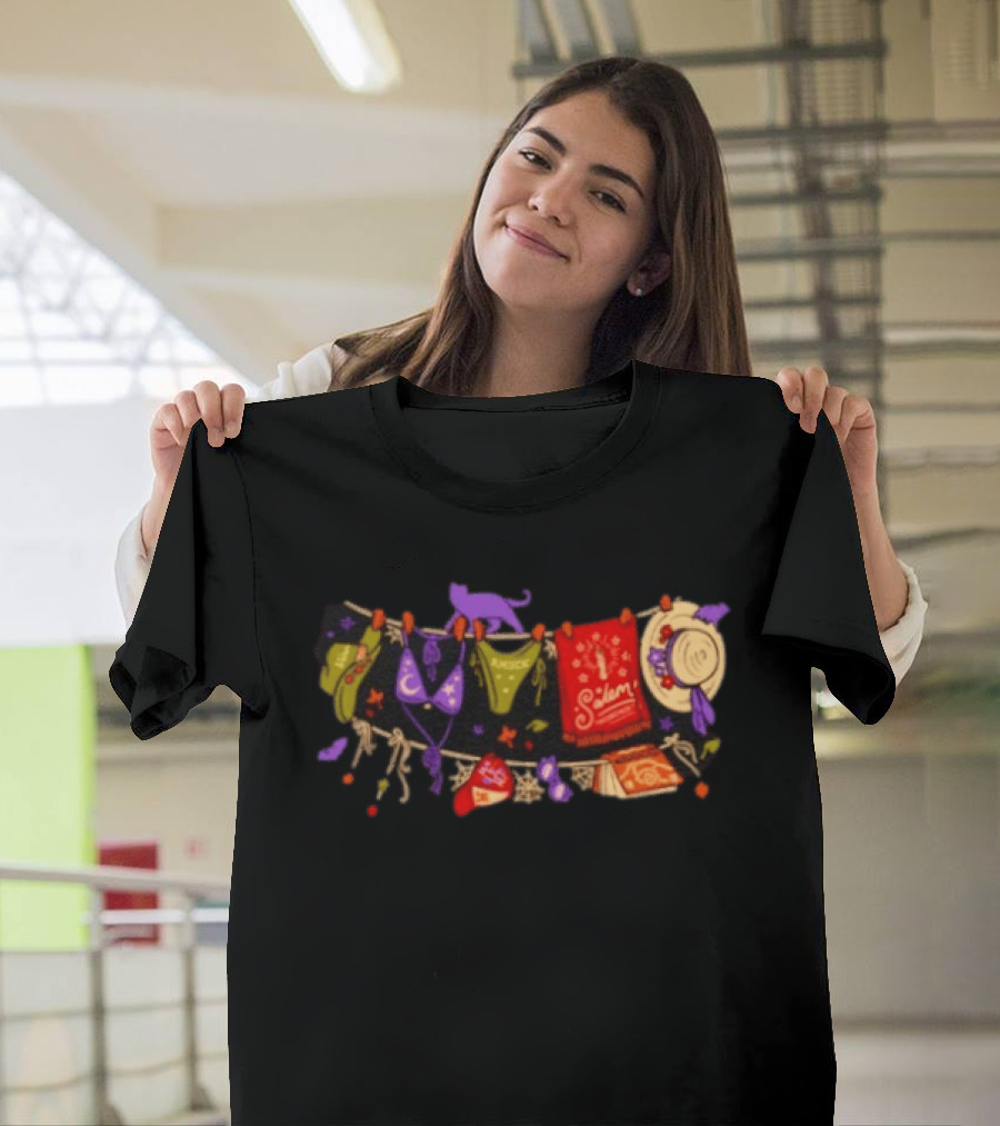Hocus Pocus Amuck Salem Witch Laundry Line Halloween T-Shirt