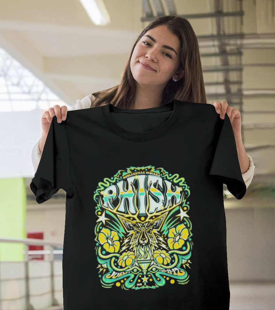 Phish Noblesville Indiana July 10 11 12 2026 Psychedelic Floral And Starburst T-Shirt