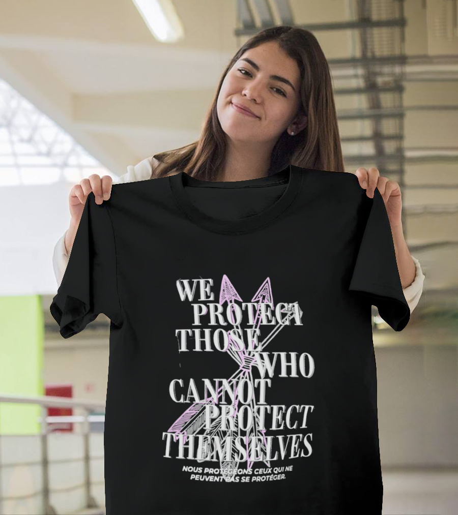 We Protect Those Who Cannot Protect Themselves Pink Sword Motif T-Shirt