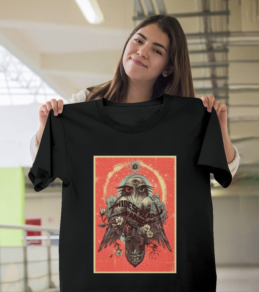 Widespread Panic Sacramento 2026 Event July 21 Venue Channel 24 Owl With Third Eye Floral Motif T-Shirt