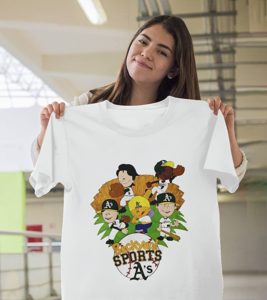 Backyard Sports A's Oakland Athletics MLB Characters Playing Baseball T-Shirt