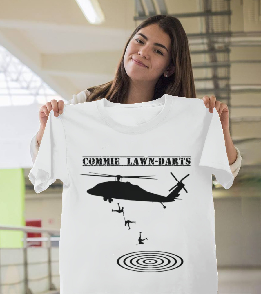 Commie Lawn Darts Helicopter Paratrooper Meme Target Landing T-Shirt