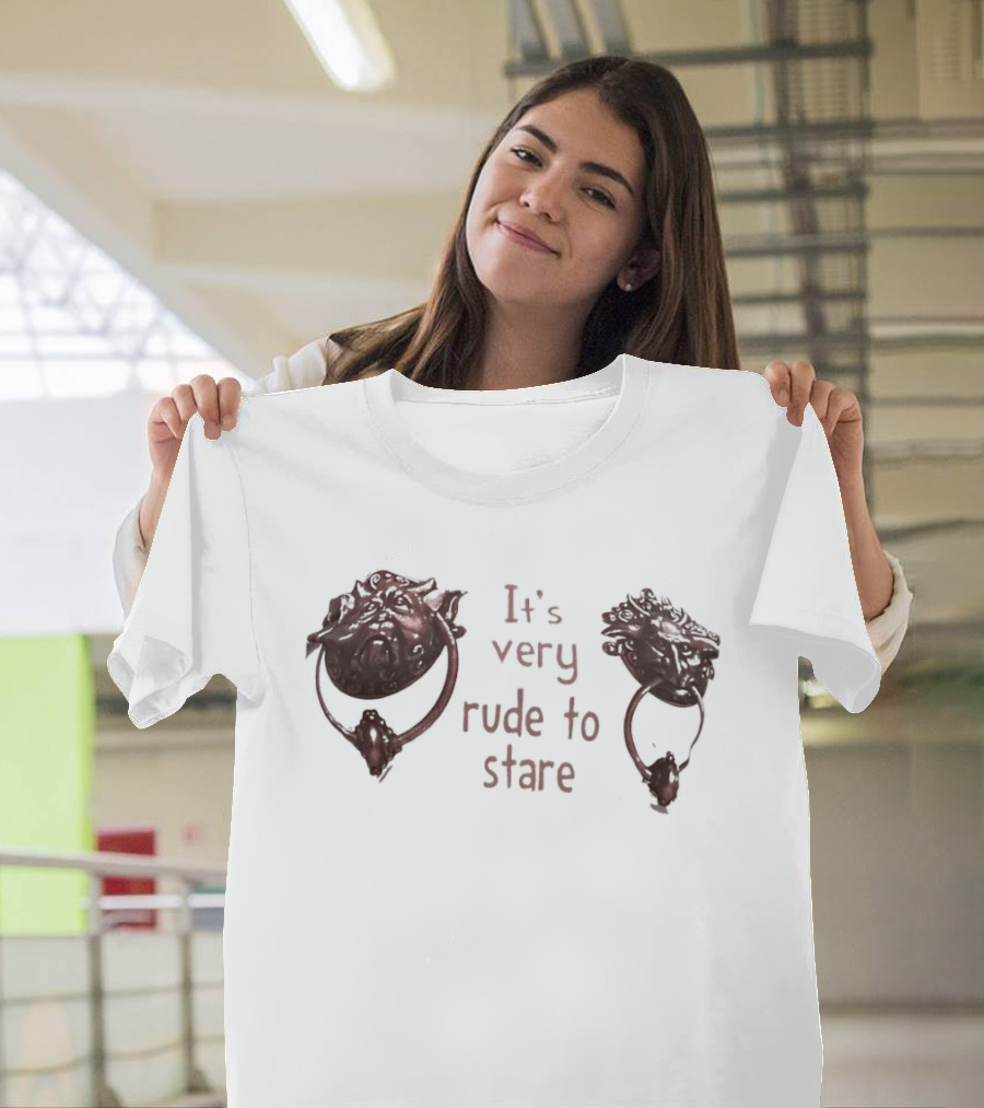 It's Very Rude To Stare Labyrinth Door Knockers Iconic Movie T-Shirt