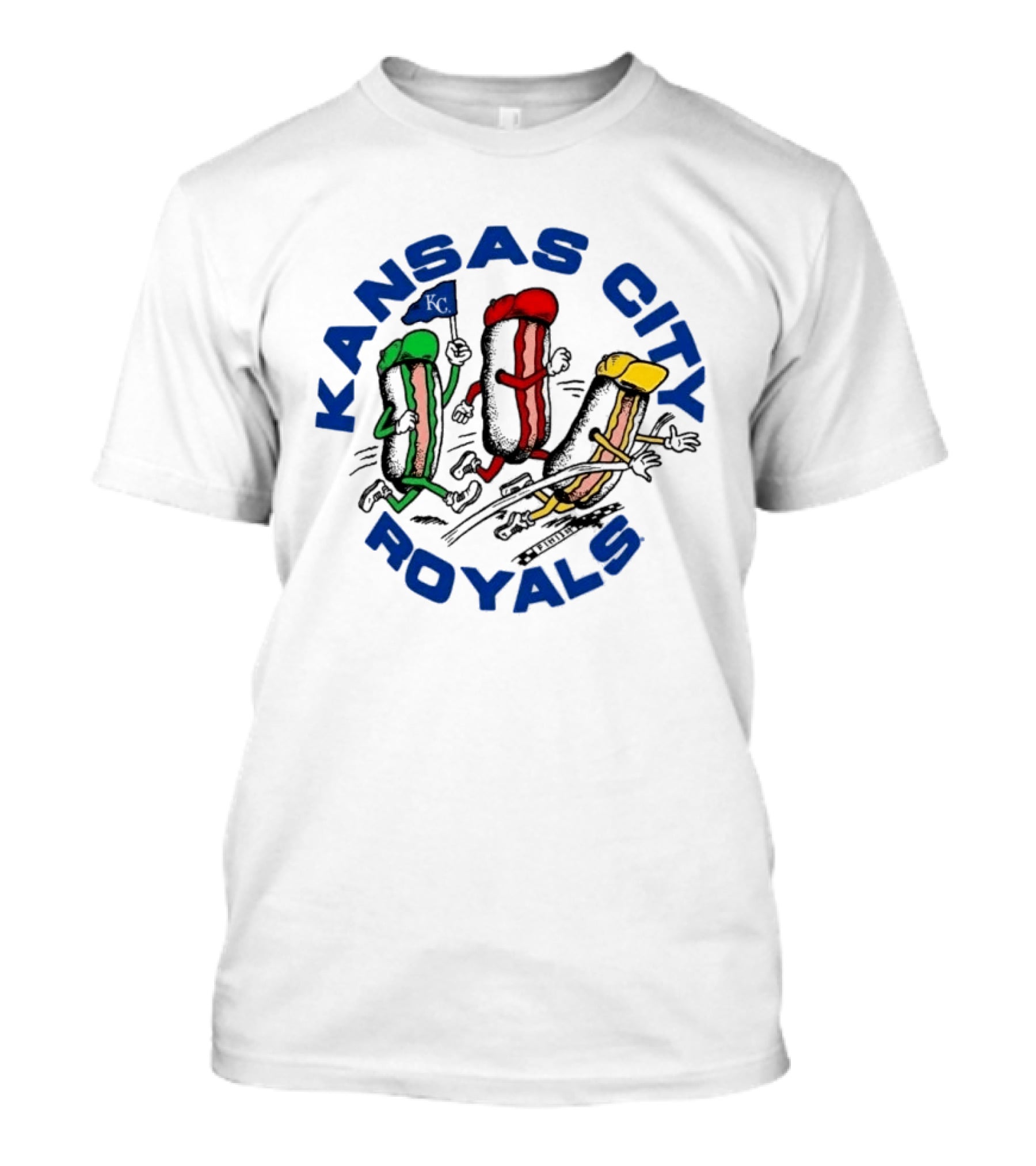 Kansas City Royals Hot Dog Race Mascots With Flag T-Shirt