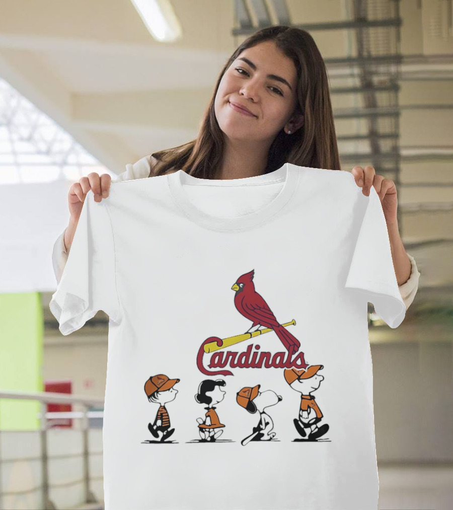 Peanuts Characters St Louis Cardinals Baseball Team Collaboration T-Shirt