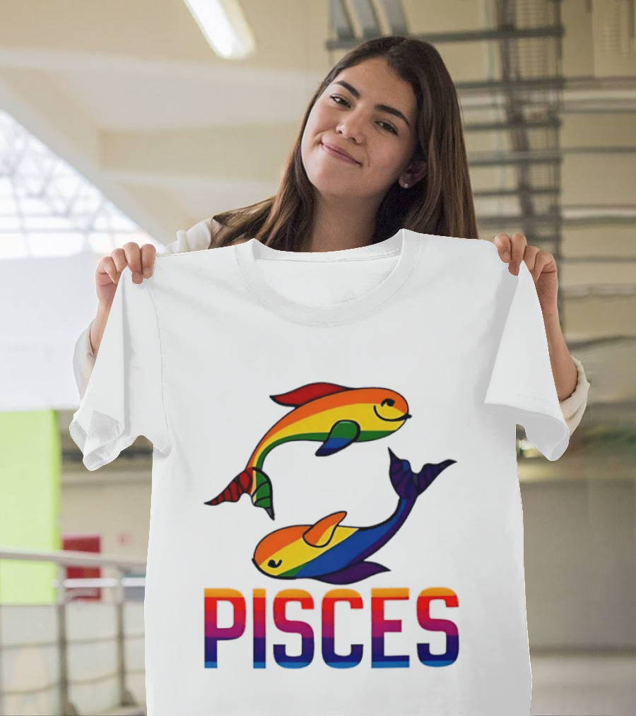 Pisces Fish Rainbow LGBT Pride T-Shirt