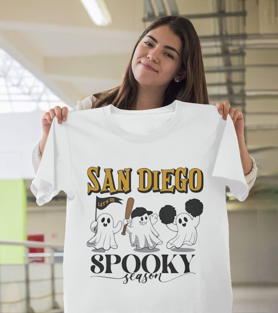 San Diego Let's Go Ghosts Spooky Season Baseball T-Shirt