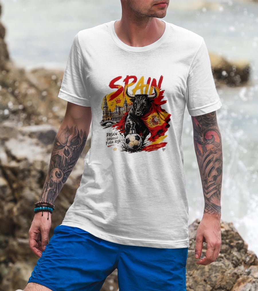 Spain Pasión Orgullo Furia Roja Vamos España Bull Flag 2026 T-Shirt