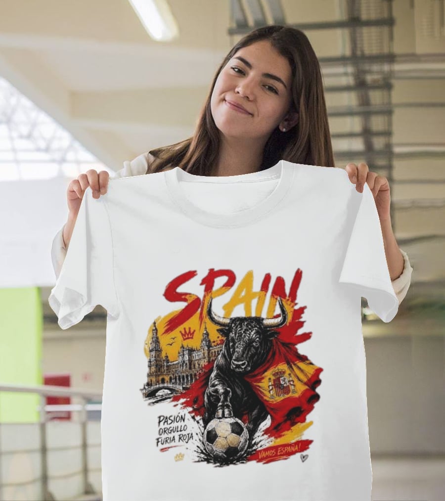 Spain Pasión Orgullo Furia Roja Vamos España Bull Flag 2026 T-Shirt