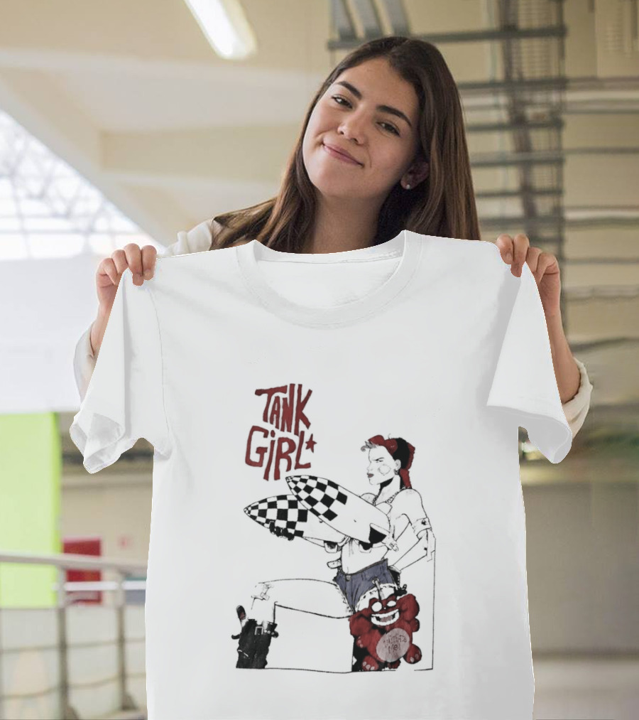 Tank Girl Checkered Missiles Red Text With Plush Toy T-Shirt