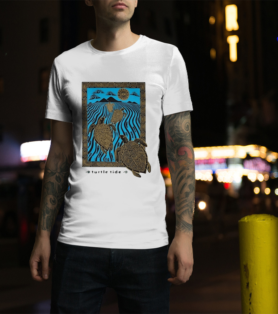 Turtle Tide Ocean Sea Life Coastal Nautical Waves And Sun T-Shirt