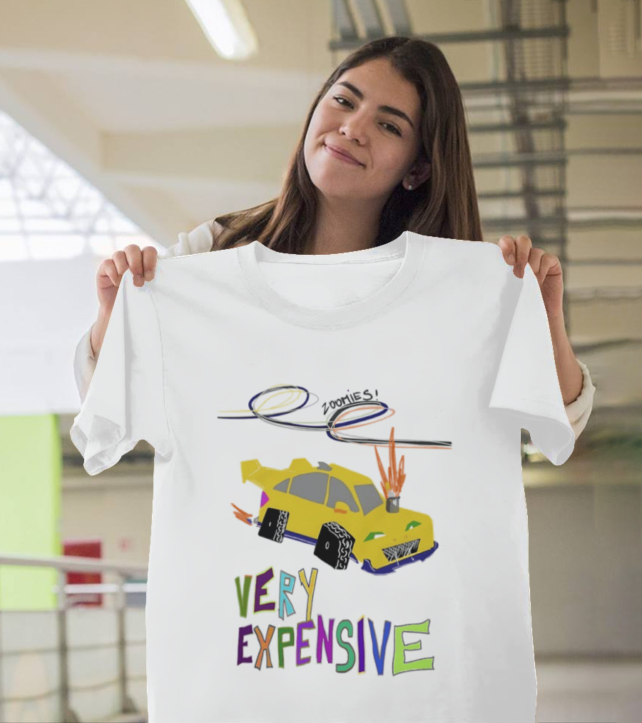 Zoomies Funky Automotive Very Expensive Car Flames Colorful T-Shirt