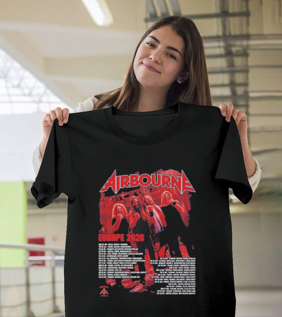 Airbourne Get Gutsy Europe 2026 Tour Dates And Cities T-Shirt