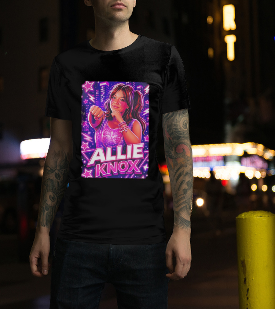 Allie Knox Retro Neon City Lights Style With Stars T-Shirt