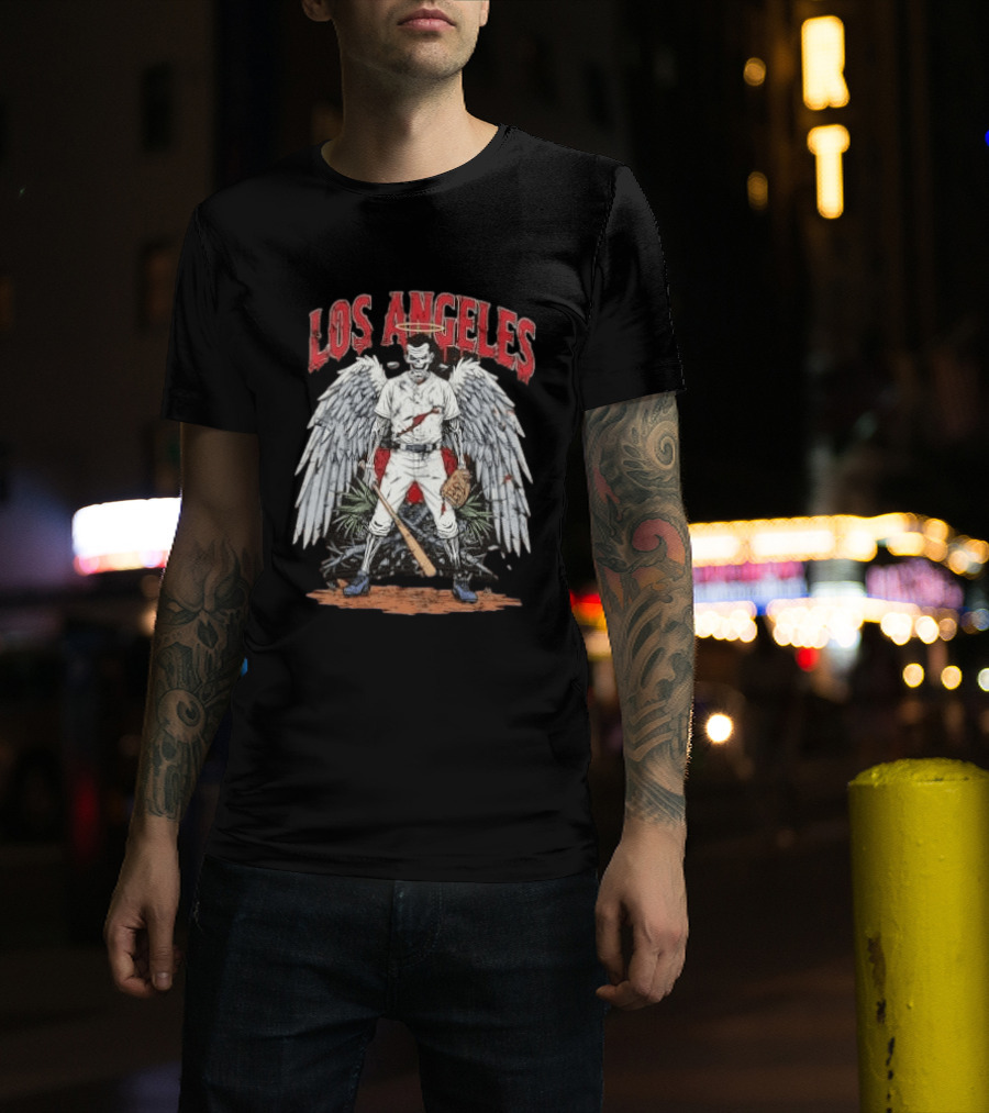 LOS ANGELES Angelic Baseball Player With Wings And Halo T-Shirt