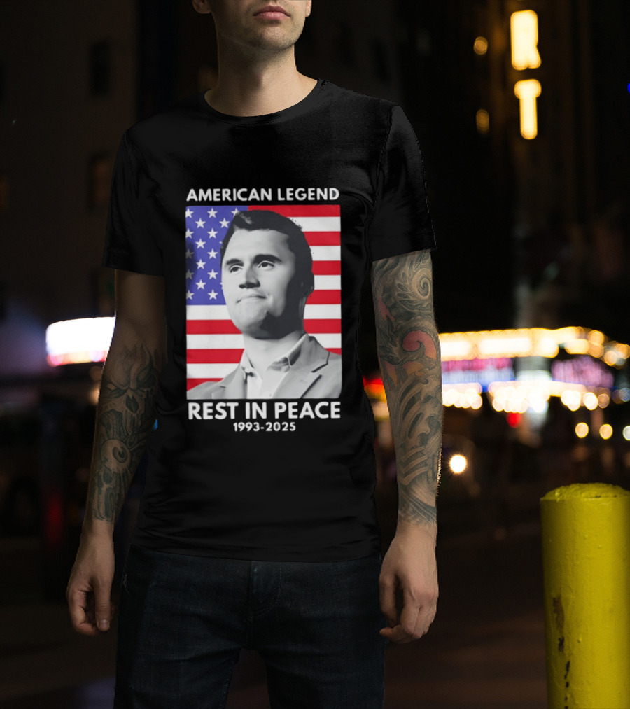 American Legend Rest In Peace Charlie Kirk 1993 2025 USA Flag T-Shirt
