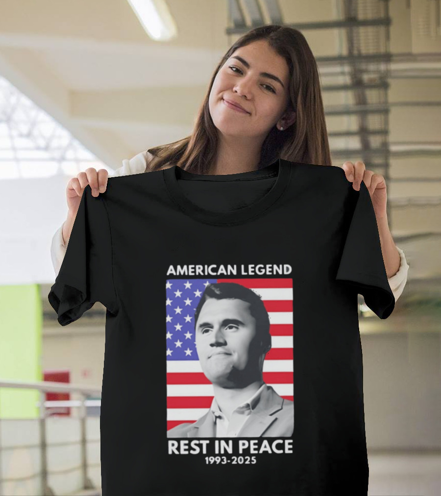 American Legend Rest In Peace Charlie Kirk 1993 2025 USA Flag T-Shirt