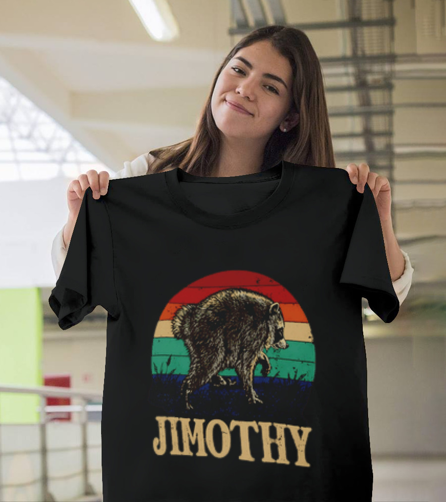 Jimothy Raccoon Retro Stripes Ballard Seattle T-Shirt