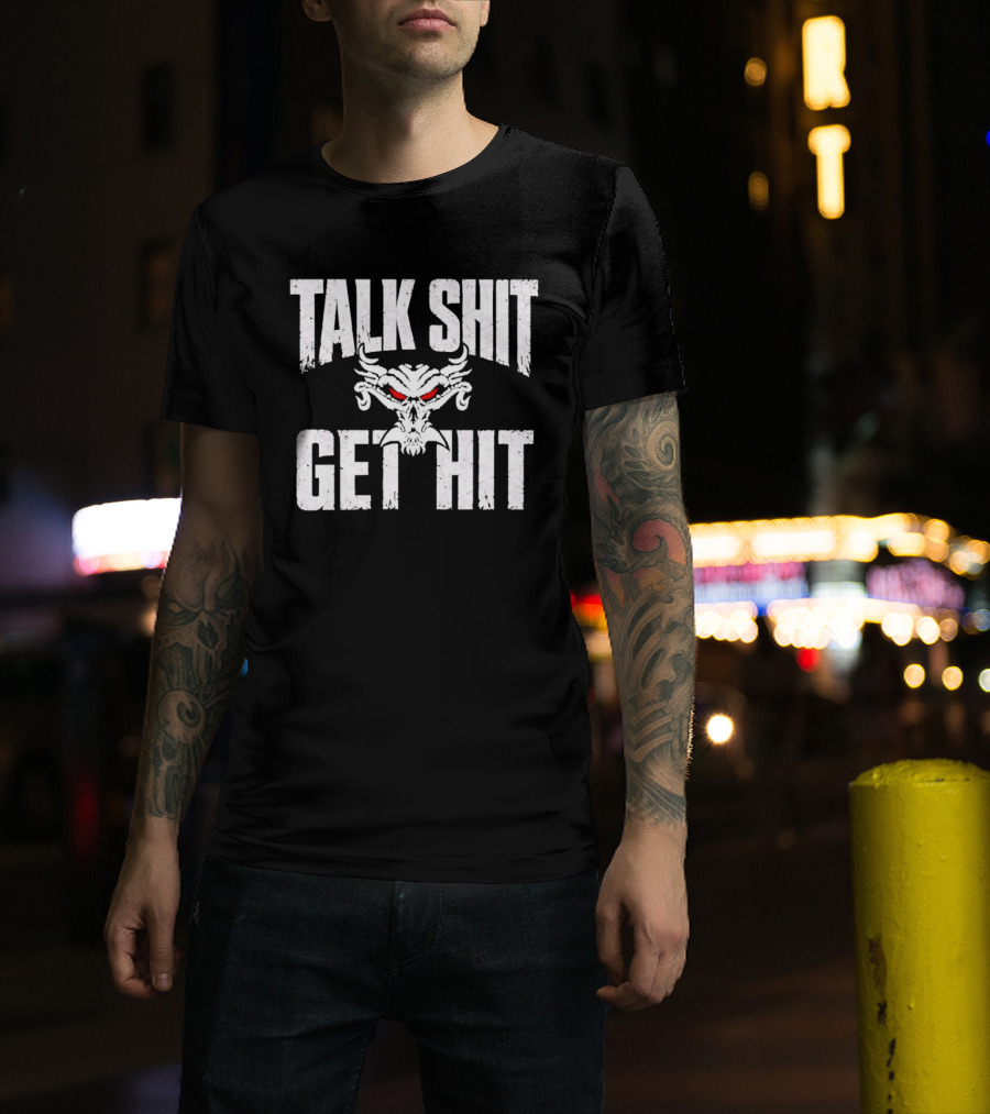Talk Shit Get Hit Pro Wrestling Red Eyed Skull T-Shirt